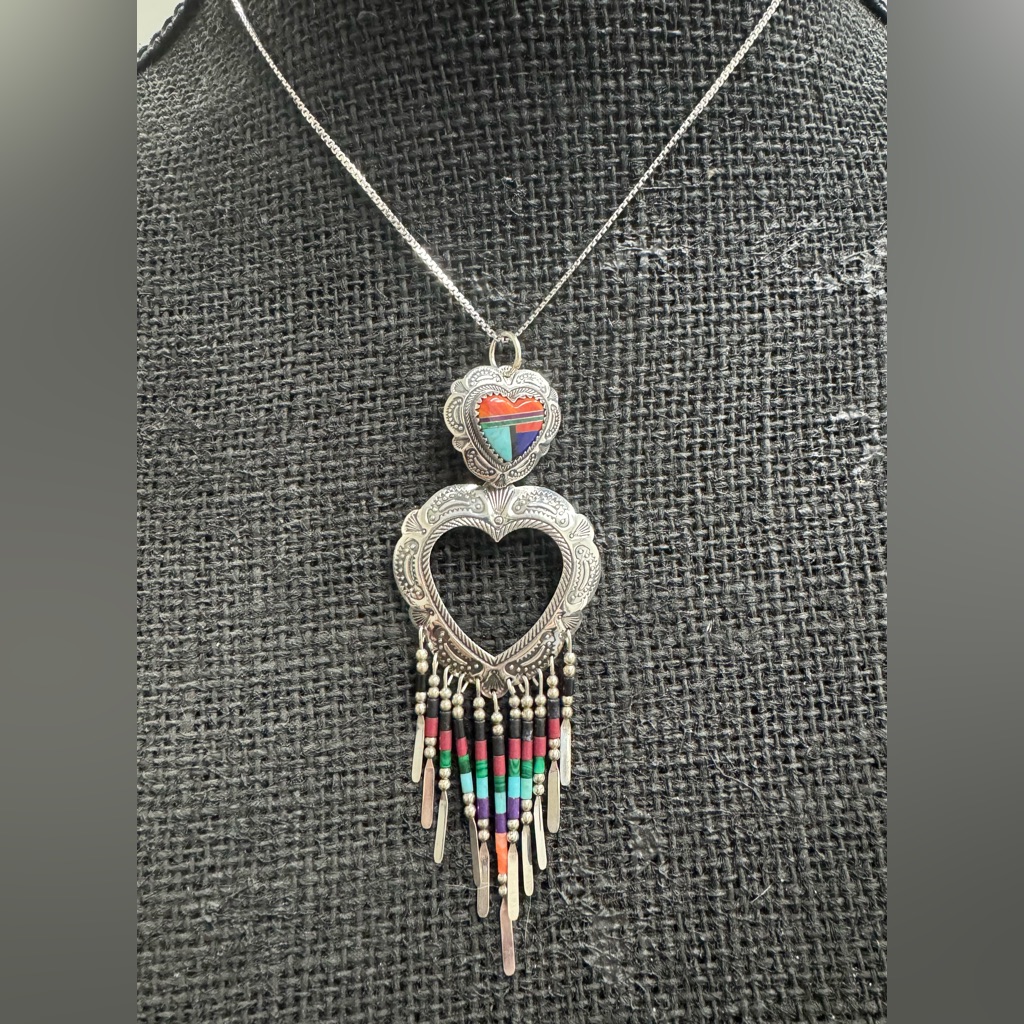 Sterling Silver Native American Inlay Necklace